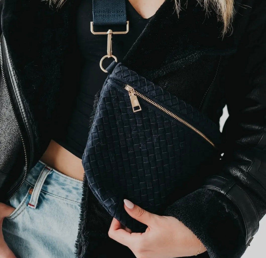 Navy Suede Bum Bag