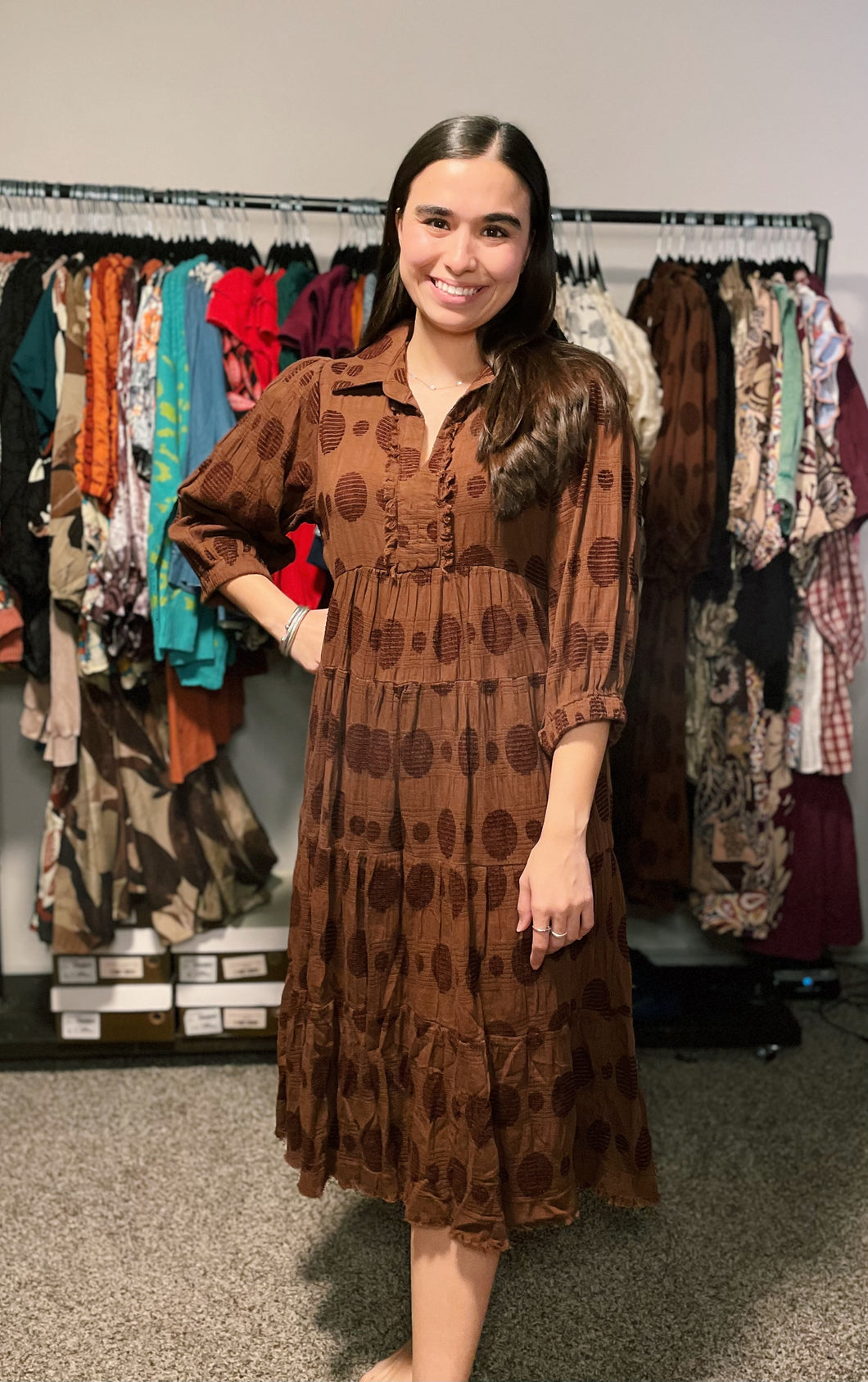 Beauty in Brown Dress