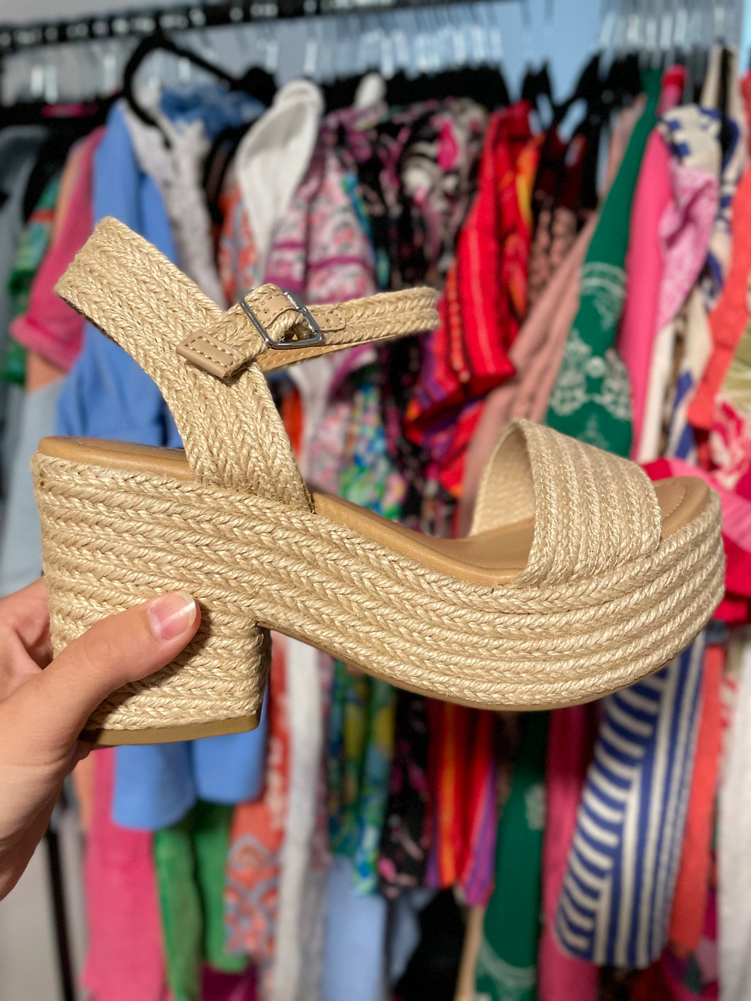 Raffia Chunky Heel